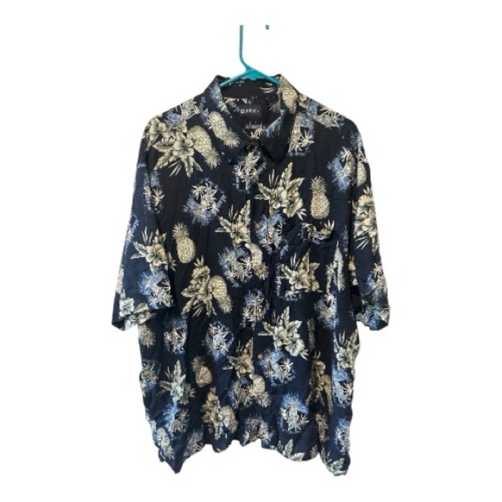 Puritan 2XL Hawaiian Shirt Pineapple Tropical Button Front Mens